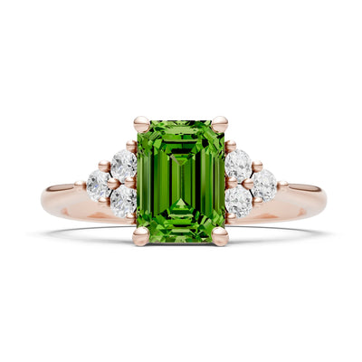 Peridot Antique Inspired Design Engagement Ring - Emerald