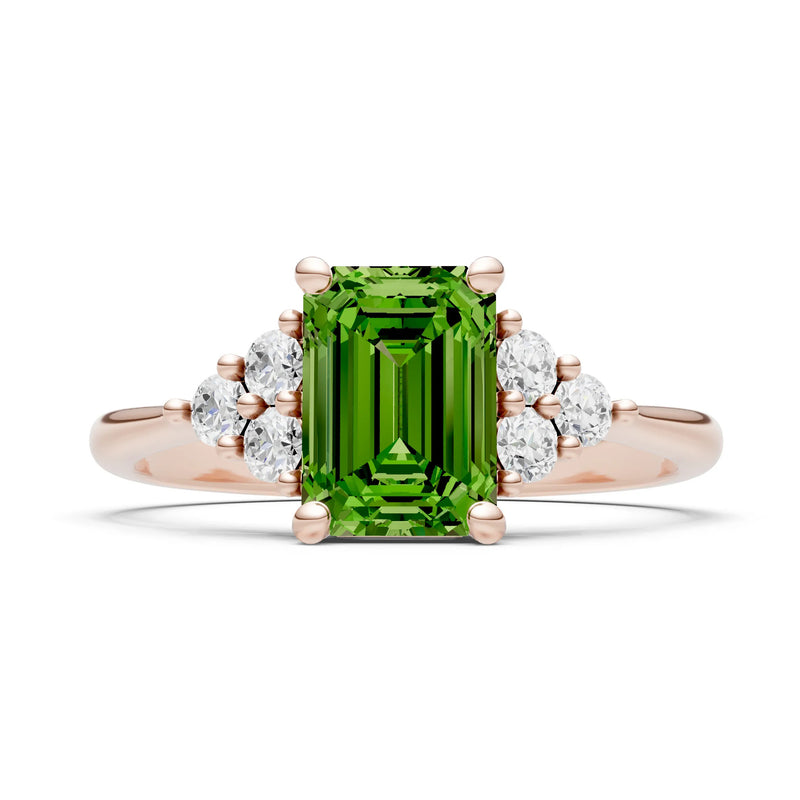 Peridot Antique Inspired Design Engagement Ring - Emerald