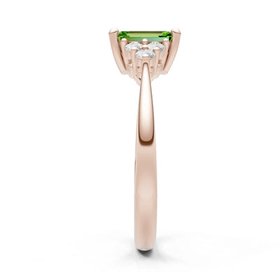 Peridot Antique Inspired Design Engagement Ring - Emerald