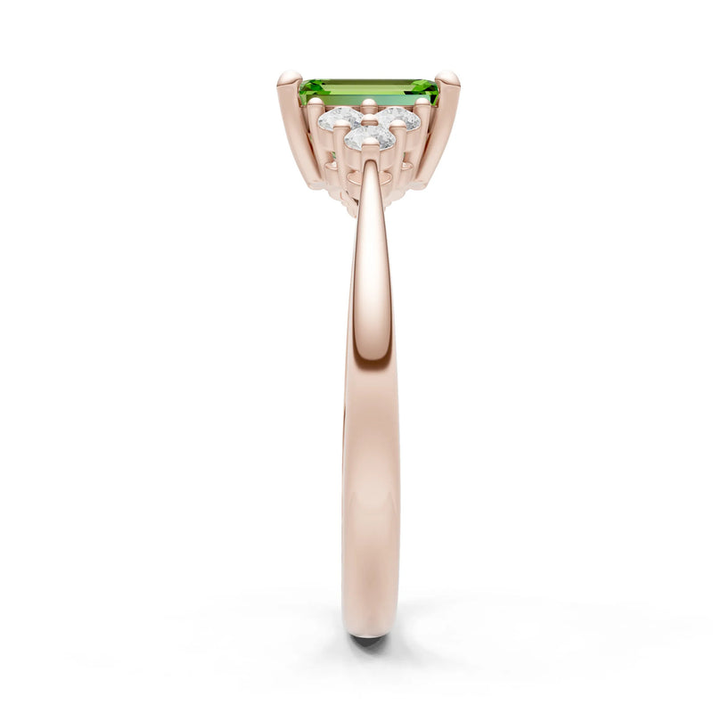 Peridot Antique Inspired Design Engagement Ring - Emerald