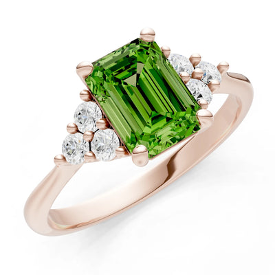 Peridot Antique Inspired Design Engagement Ring - Emerald