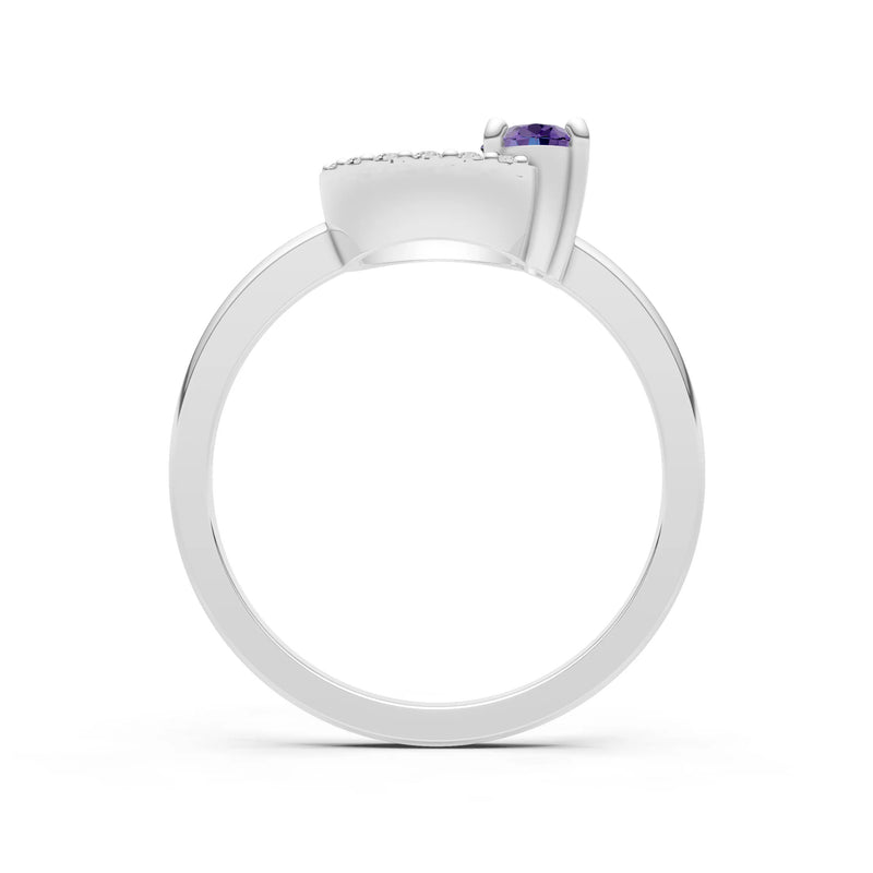 Amethyst Circle Diamond Ring with Oval Gemstone