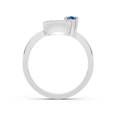 London Blue Topaz Circle Diamond Ring with Oval Gemstone