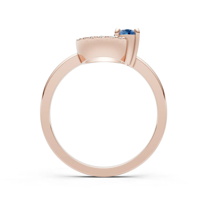 London Blue Topaz Circle Diamond Ring with Oval Gemstone