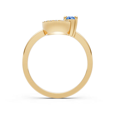Swiss Blue Topaz Circle Diamond Ring with Oval Gemstone