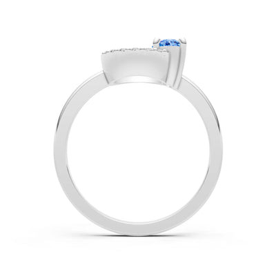 Swiss Blue Topaz Circle Diamond Ring with Oval Gemstone