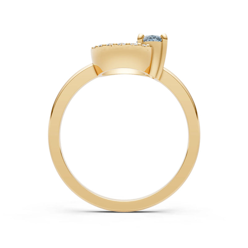Circle Diamond Ring with Oval Cut Gemstone