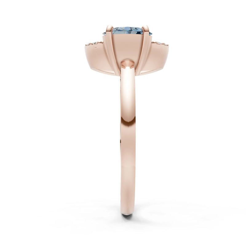 Aquamarine Circle Diamond Ring with Oval Gemstone