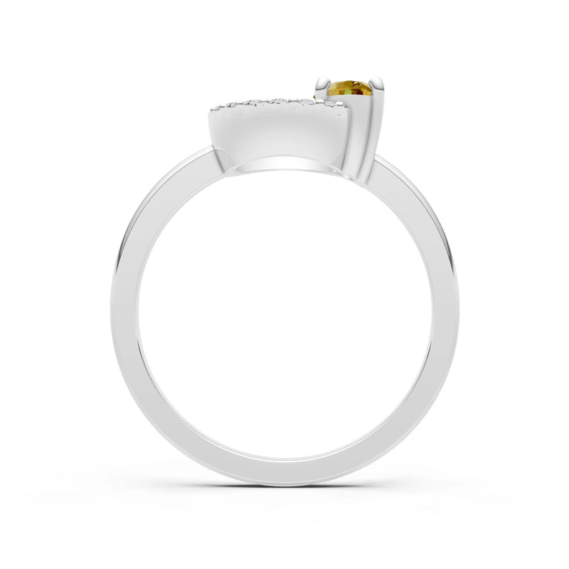 Citrine Circle Diamond Ring with Oval Gemstone
