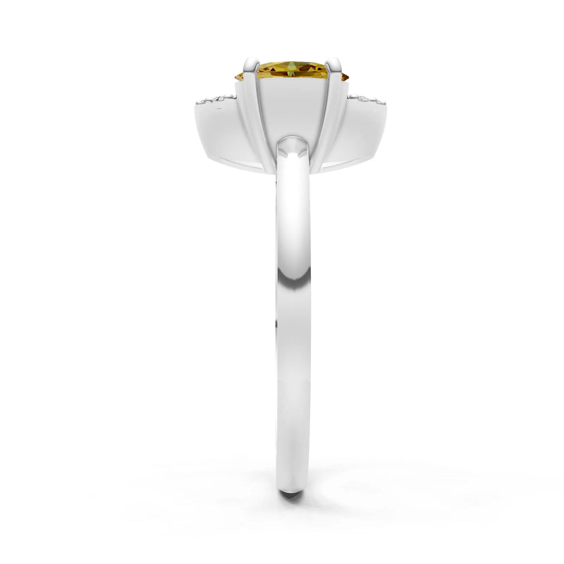 Citrine Circle Diamond Ring with Oval Gemstone