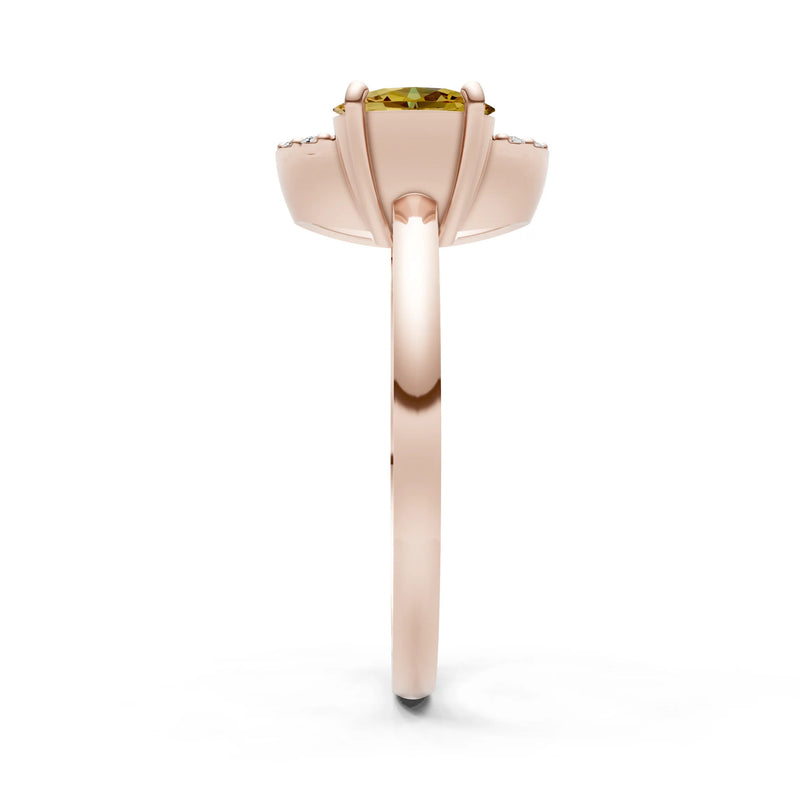 Citrine Circle Diamond Ring with Oval Gemstone
