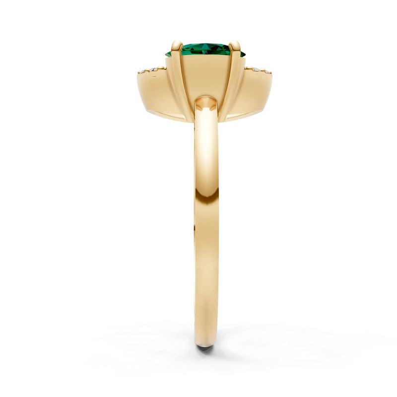 Circle Diamond Ring with Oval Cut Gemstone