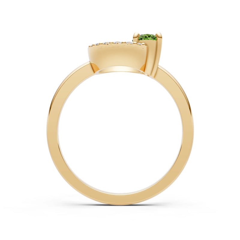 Peridot Circle Diamond Ring with Oval Gemstone