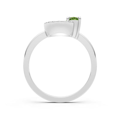 Peridot Circle Diamond Ring with Oval Gemstone