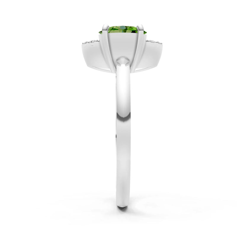 Peridot Circle Diamond Ring with Oval Gemstone