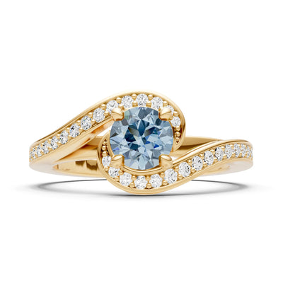 Aquamarine Swirl Round Gemstone Ring