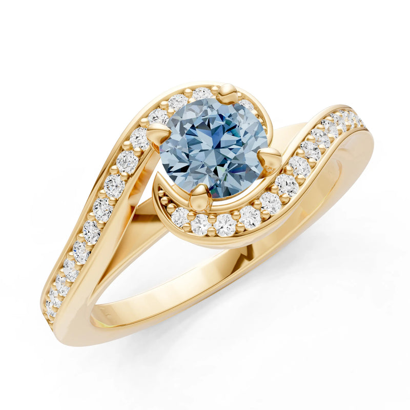 Aquamarine Swirl Round Gemstone Ring