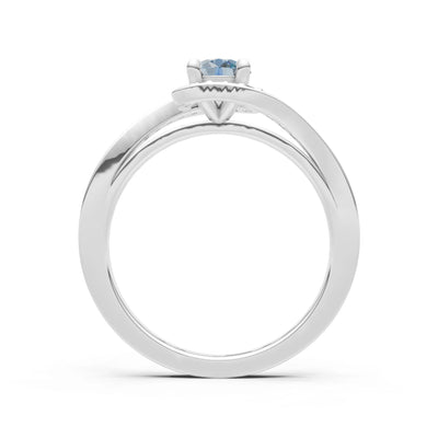 Aquamarine Swirl Round Gemstone Ring