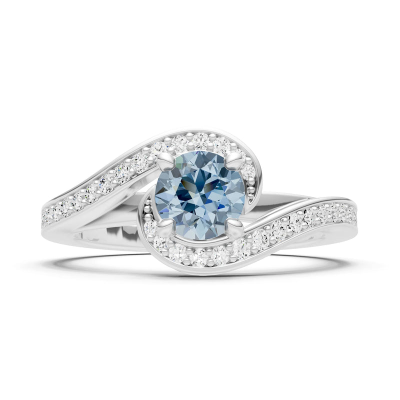 Aquamarine Swirl Round Gemstone Ring