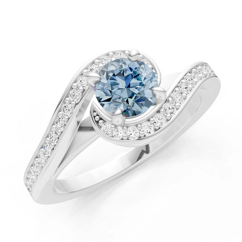 Aquamarine Swirl Round Gemstone Ring