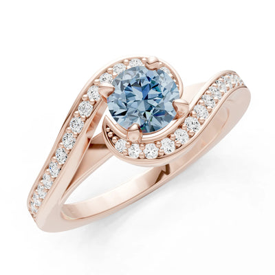 Aquamarine Swirl Round Gemstone Ring