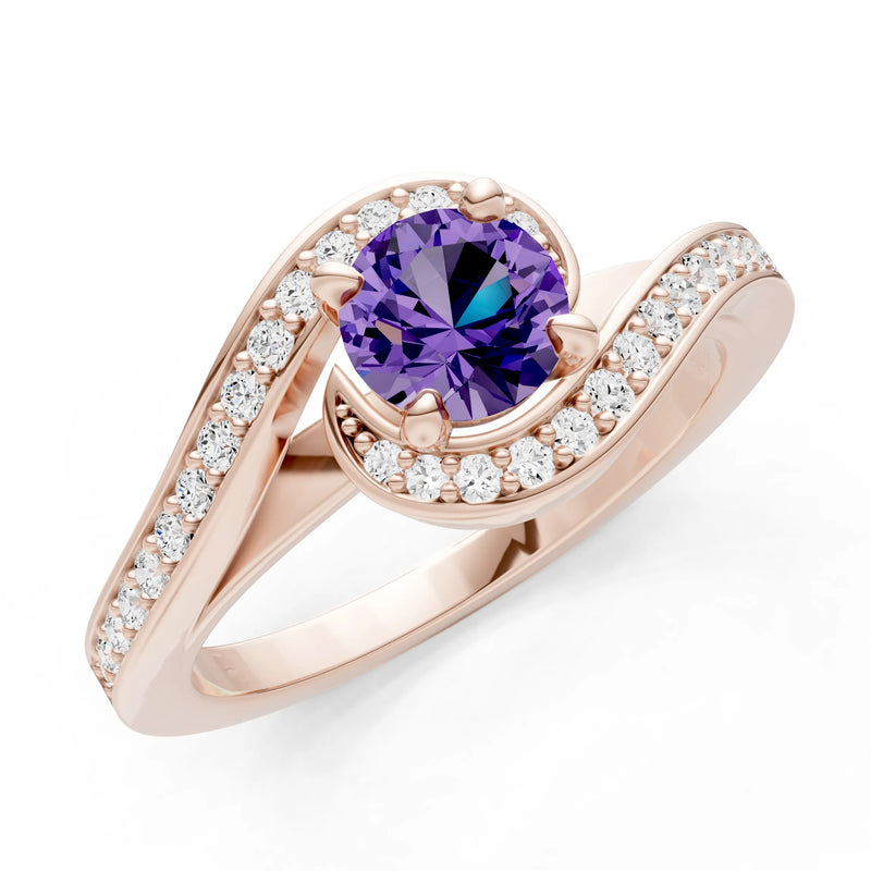 Swirl Round Gemstone Ring