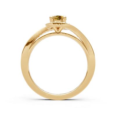 Citrine Swirl Round Gemstone Ring