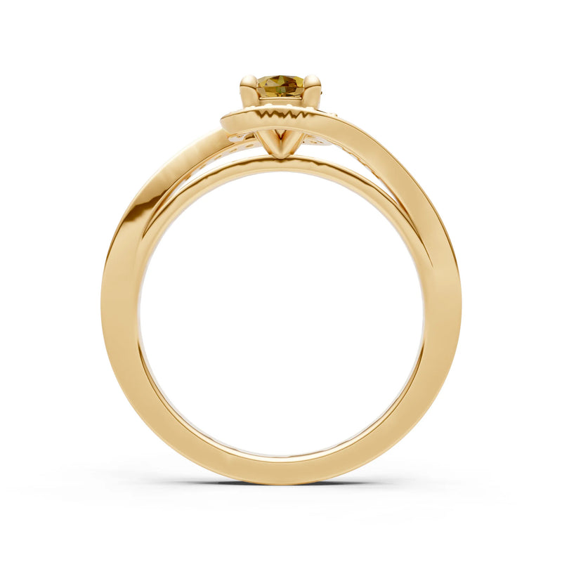 Citrine Swirl Round Gemstone Ring