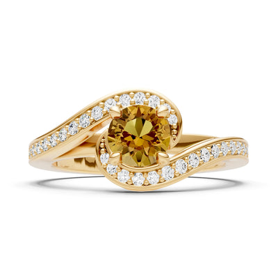 Citrine Swirl Round Gemstone Ring