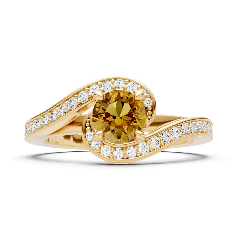 Citrine Swirl Round Gemstone Ring