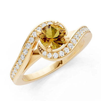 Citrine Swirl Round Gemstone Ring