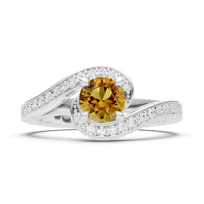Citrine Swirl Round Gemstone Ring