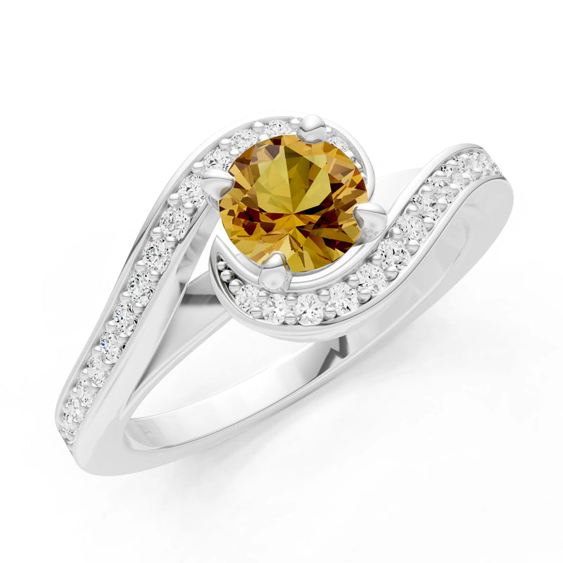 Citrine Swirl Round Gemstone Ring