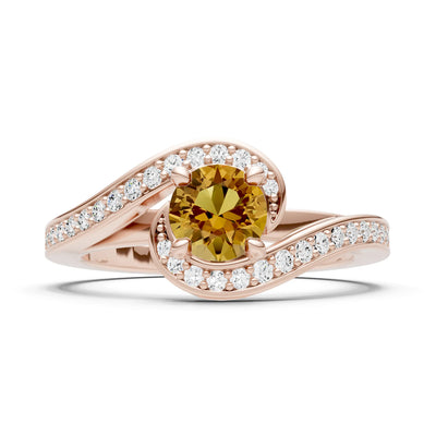 Citrine Swirl Round Gemstone Ring