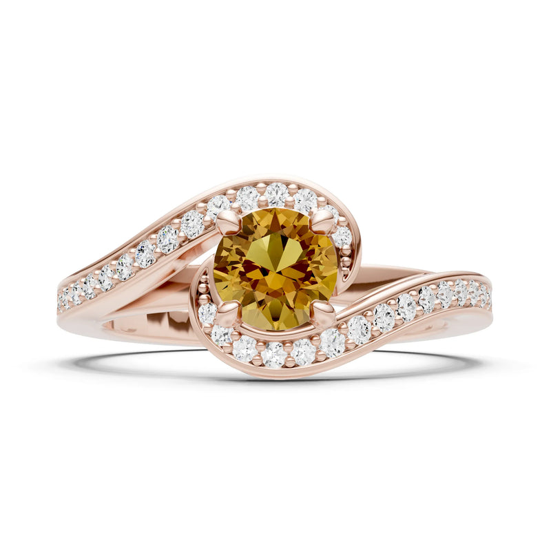 Citrine Swirl Round Gemstone Ring