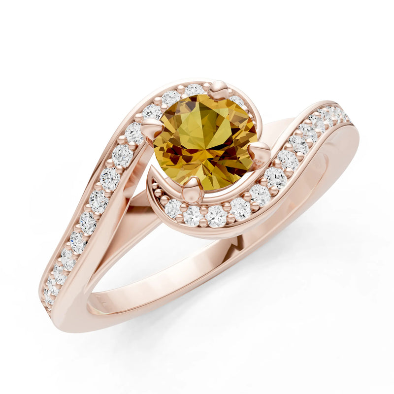 Citrine Swirl Round Gemstone Ring