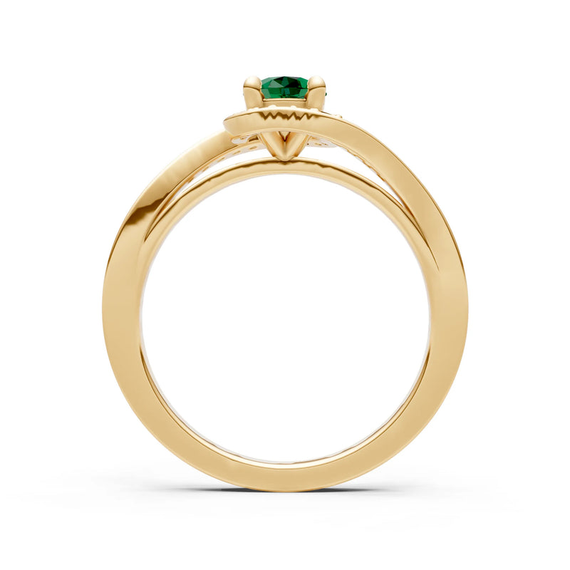 Emerald Swirl Round Gemstone Ring
