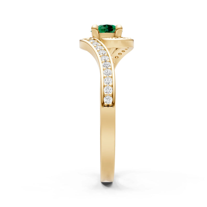 Emerald Swirl Round Gemstone Ring