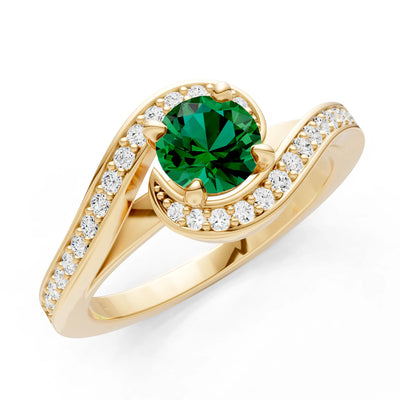 Emerald Swirl Round Gemstone Ring