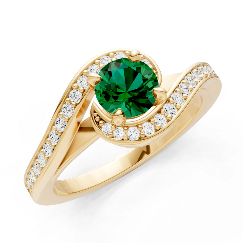 Emerald Swirl Round Gemstone Ring