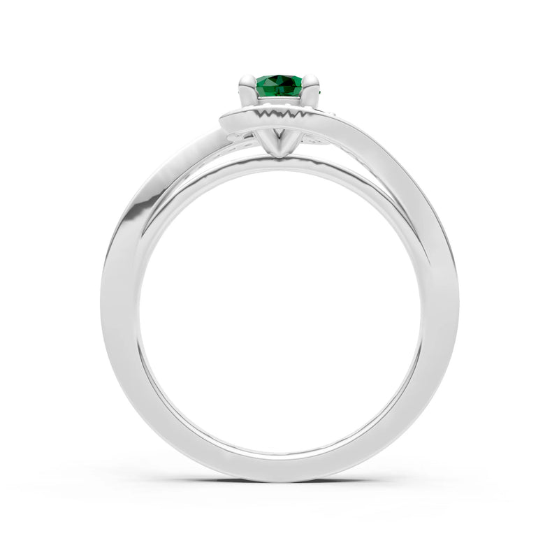 Emerald Swirl Round Gemstone Ring