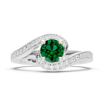 Emerald Swirl Round Gemstone Ring