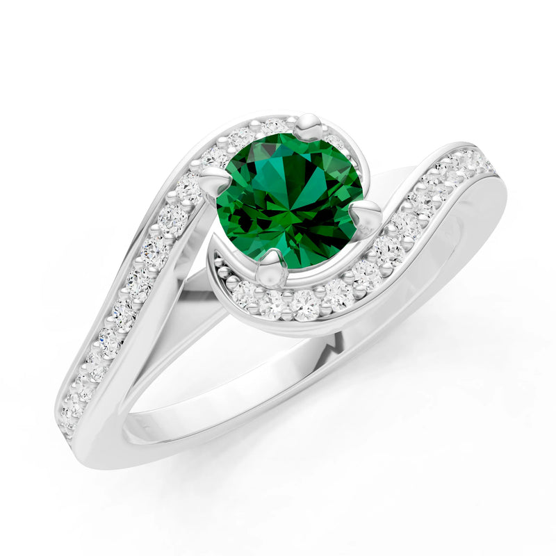 Emerald Swirl Round Gemstone Ring