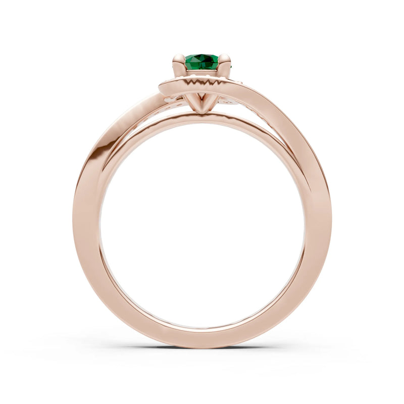 Emerald Swirl Round Gemstone Ring