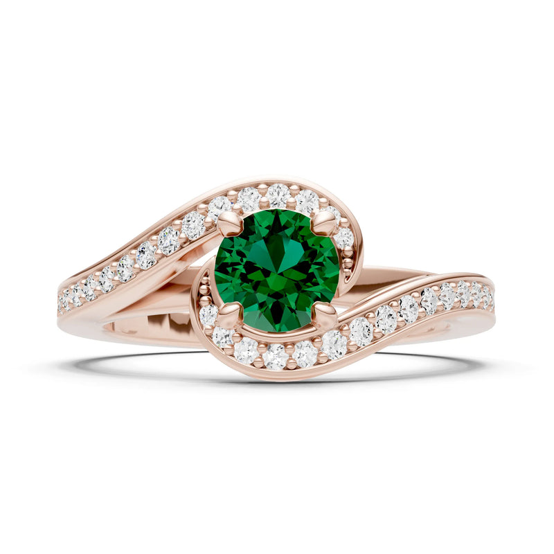Emerald Swirl Round Gemstone Ring