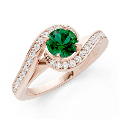 Emerald Swirl Round Gemstone Ring