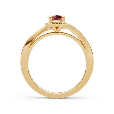 Garnet Swirl Round Gemstone Ring