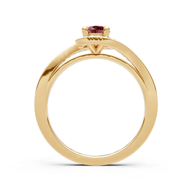 Garnet Swirl Round Gemstone Ring