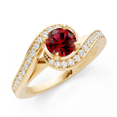 Garnet Swirl Round Gemstone Ring