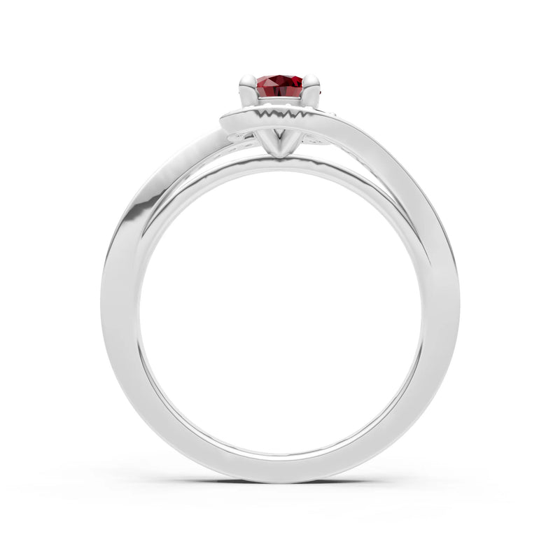 Garnet Swirl Round Gemstone Ring